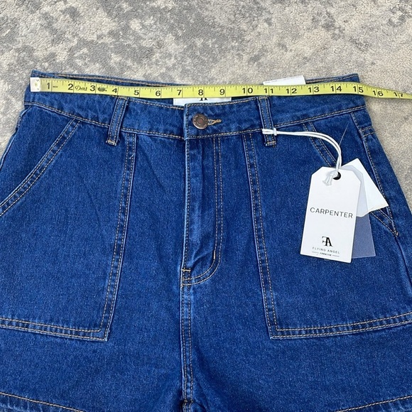 NWT Flying Angel Carpenter Denim Jean Shorts High Rise Sz 11 30 - Picture 7 of 12